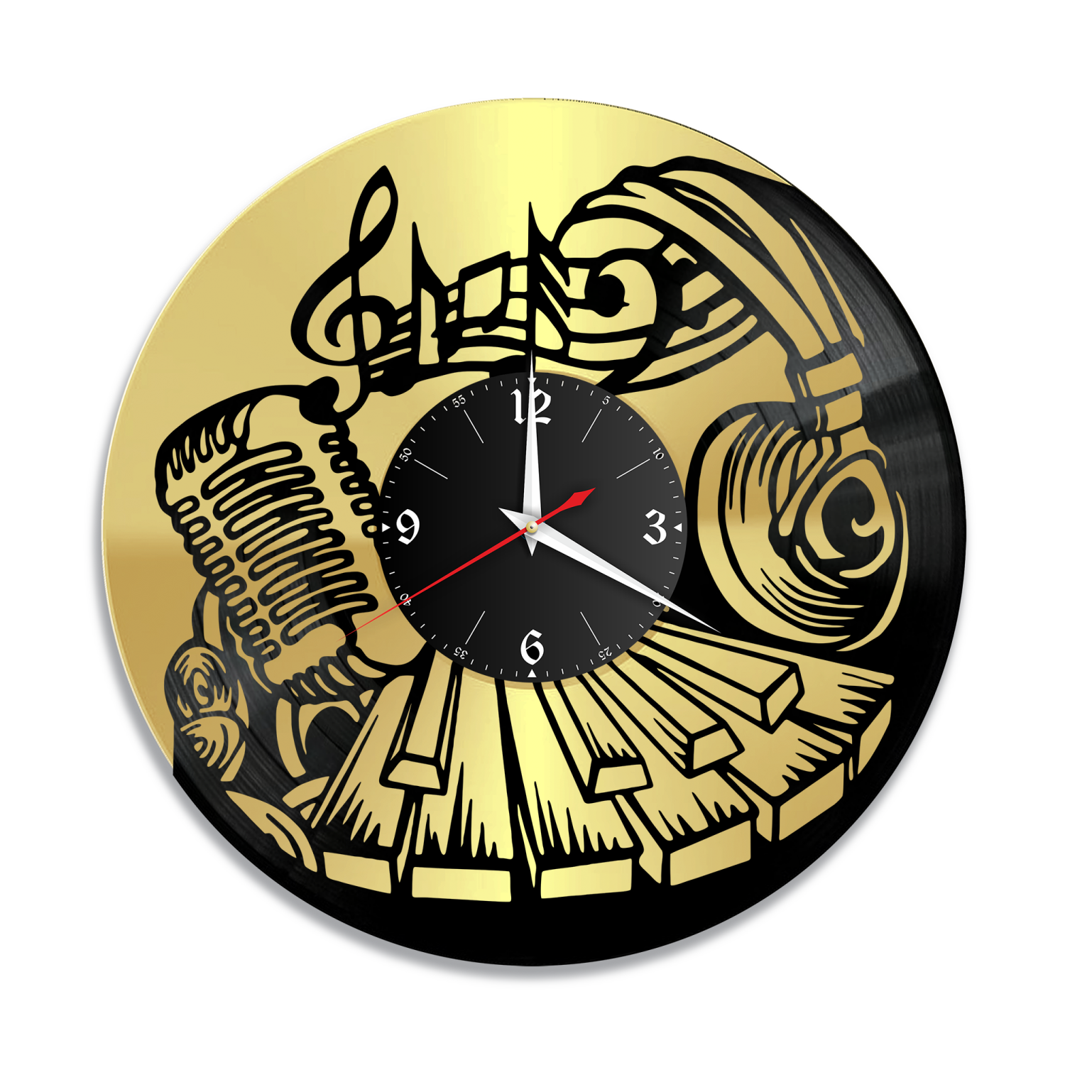 Часы настенные "Музыка, золото" из винила, №17 VW-10887-1