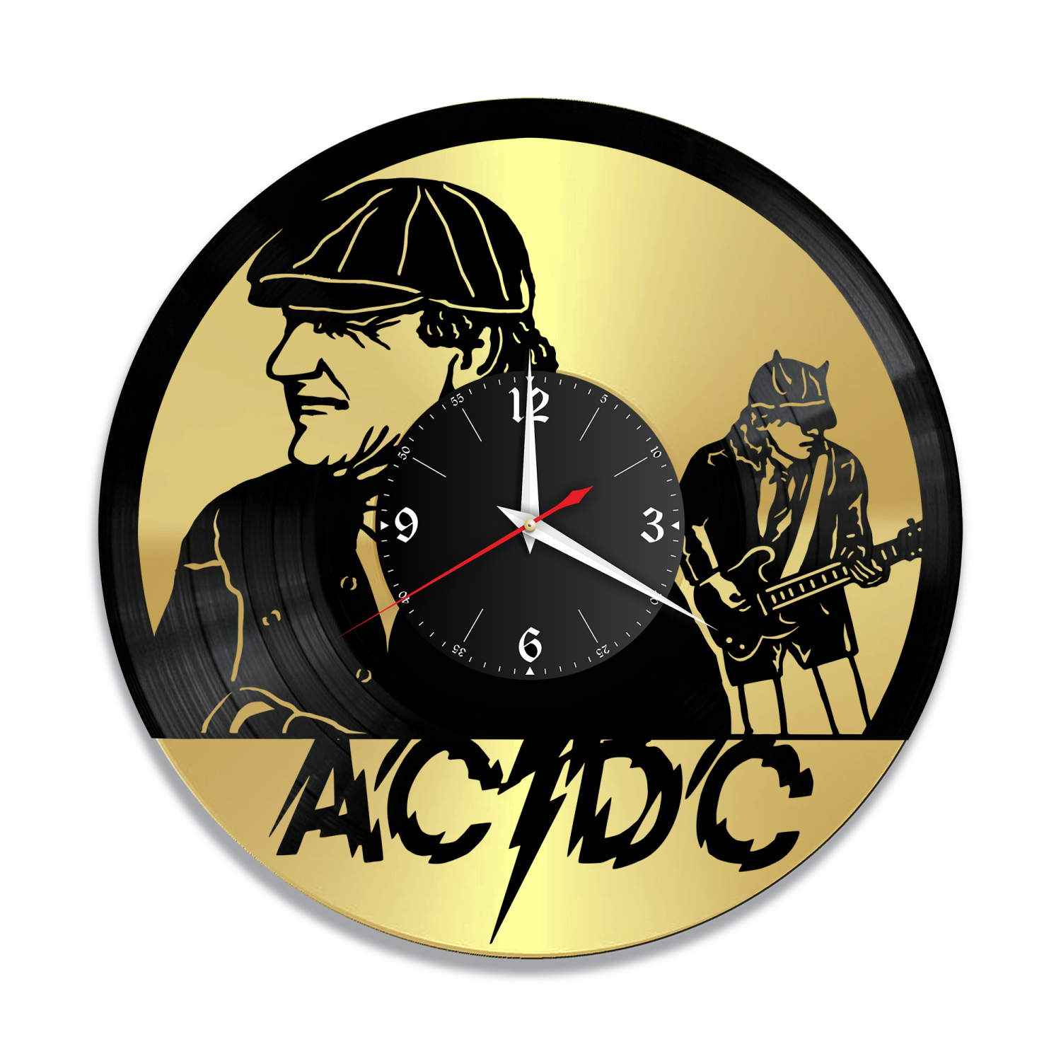 Часы настенные "группа AC DC, золото" из винила, №6 VW-10801-1