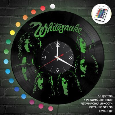 Часы с подсветкой "Whitesnake" из винила, №2
