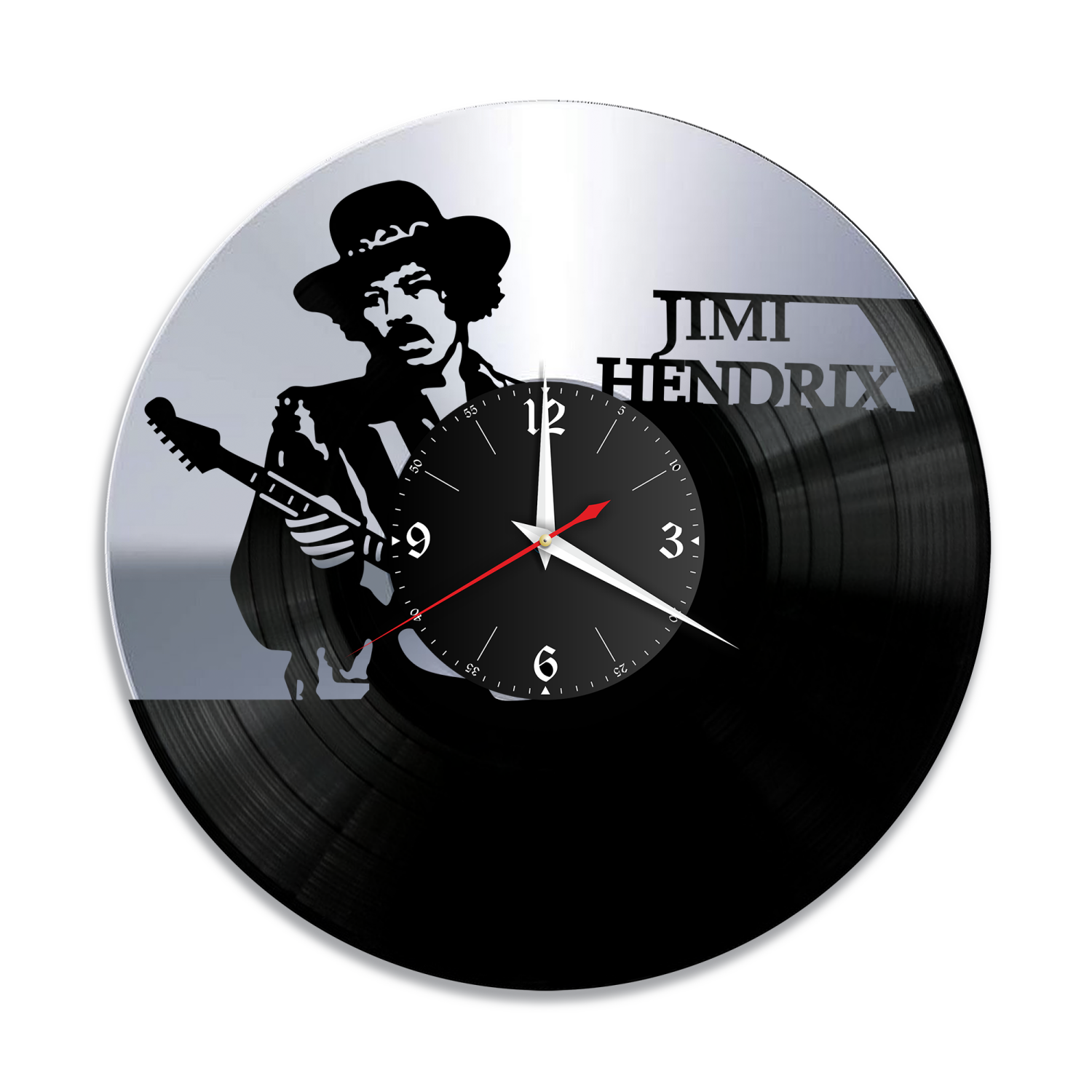 Часы настенные "Джими Хендрикс (Jimi Hendrix), серебро" из винила, №2 VW-10861-2