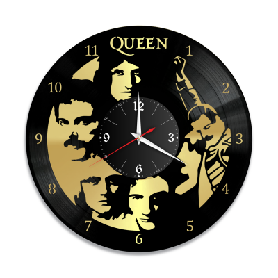 Часы настенные "группа Queen, золото" из винила, №5