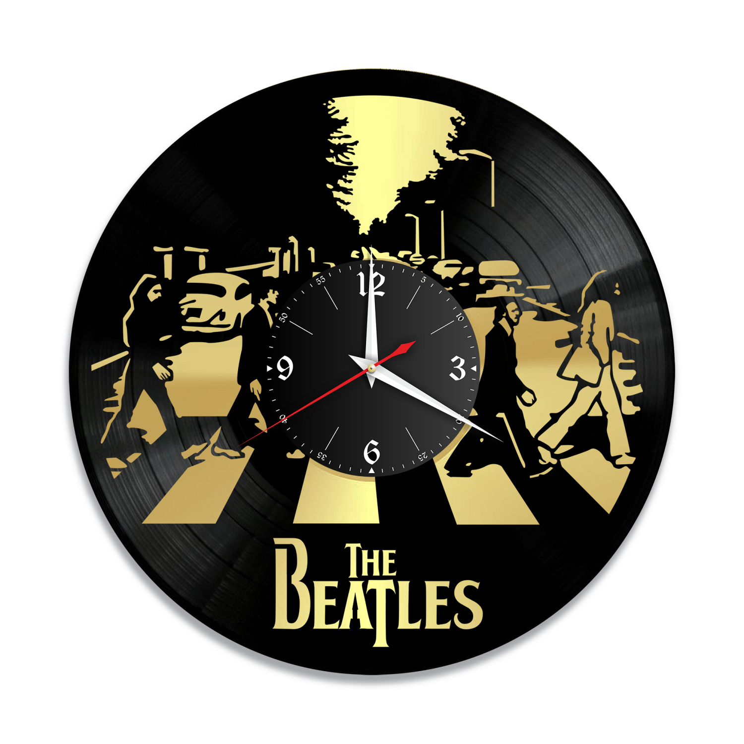 Часы настенные "группа Битлз (The Beatles), золото" из винила, №2 VW-10180-1