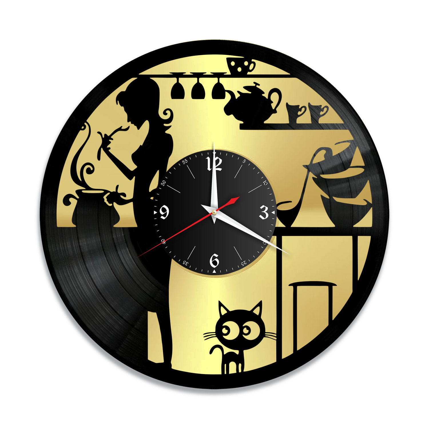 Часы настенные "Кухня, золото" из винила, №2 VW-10606-1