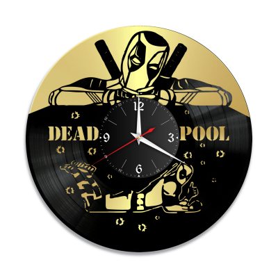 Часы настенные "Deadpool (Дедпул), золото" из винила, №2