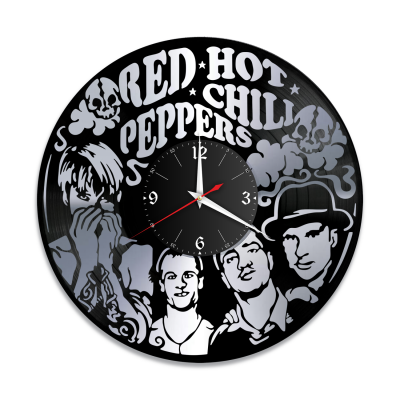 Часы настенные "группа Red Hot Chili Peppers, серебро" из винила, №1
