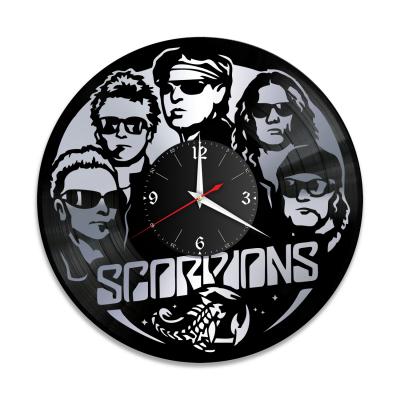 Часы настенные "группа Scorpions, серебро" из винила, №1