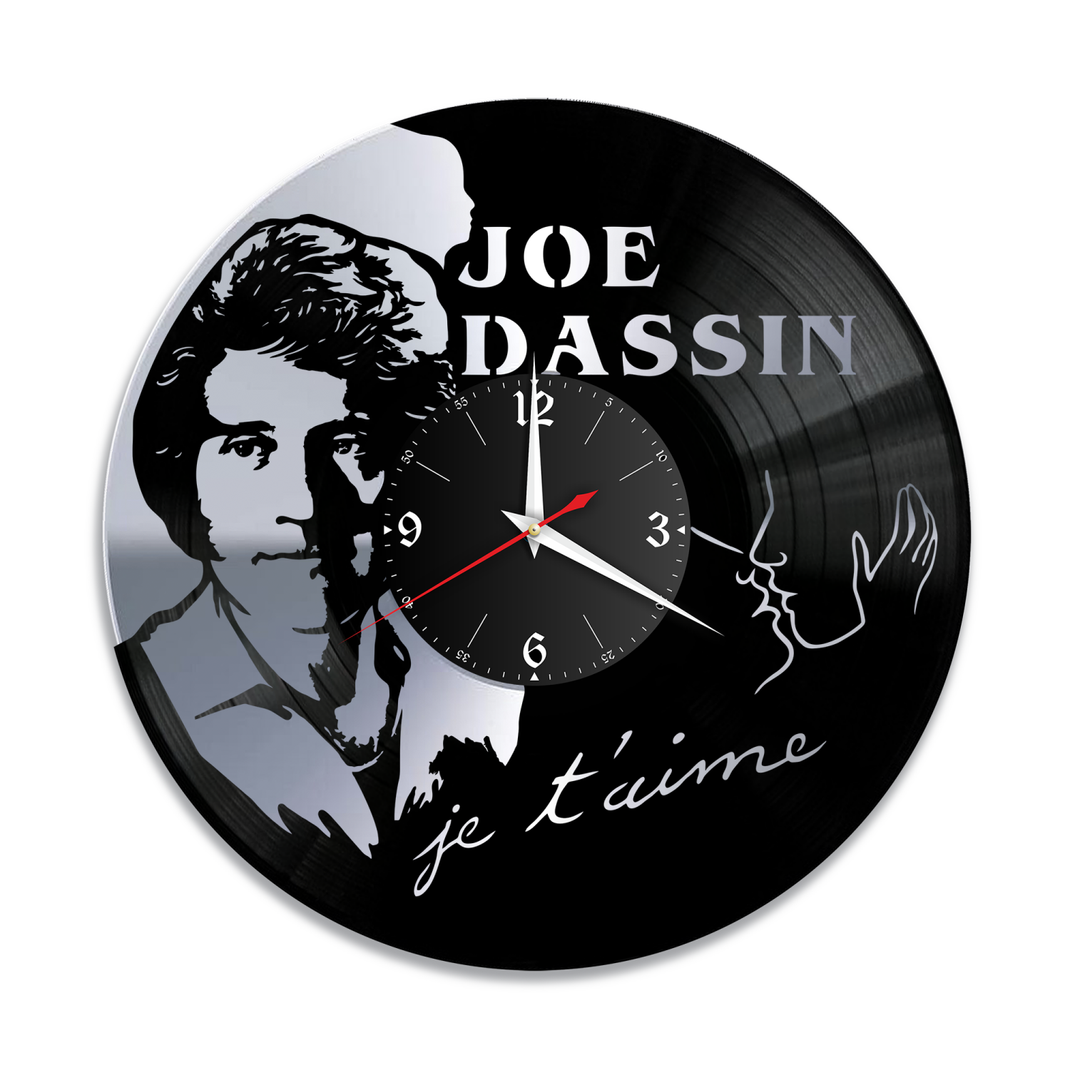 Часы настенные "Джо Дассен, серебро" из винила, №1 VW-12025-2