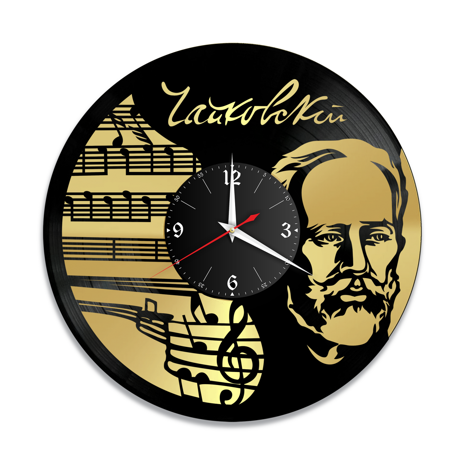 Часы настенные "Пётр Чайковский, золото" из винила, №1 VW-10911-1