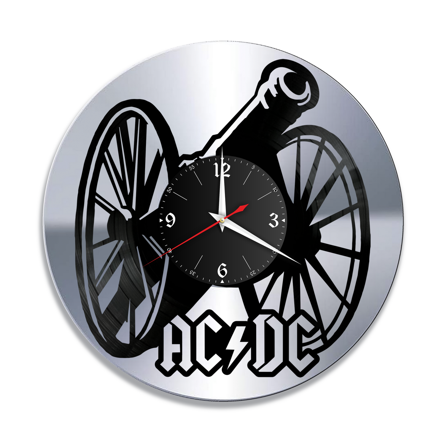 Часы настенные "группа AC DC, серебро" из винила, №2 VW-10072-2