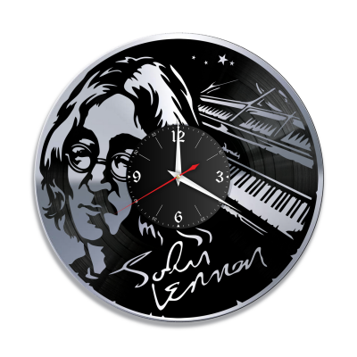 Часы настенные "Джон Леннон (John Lennon), серебро" из винила, №1