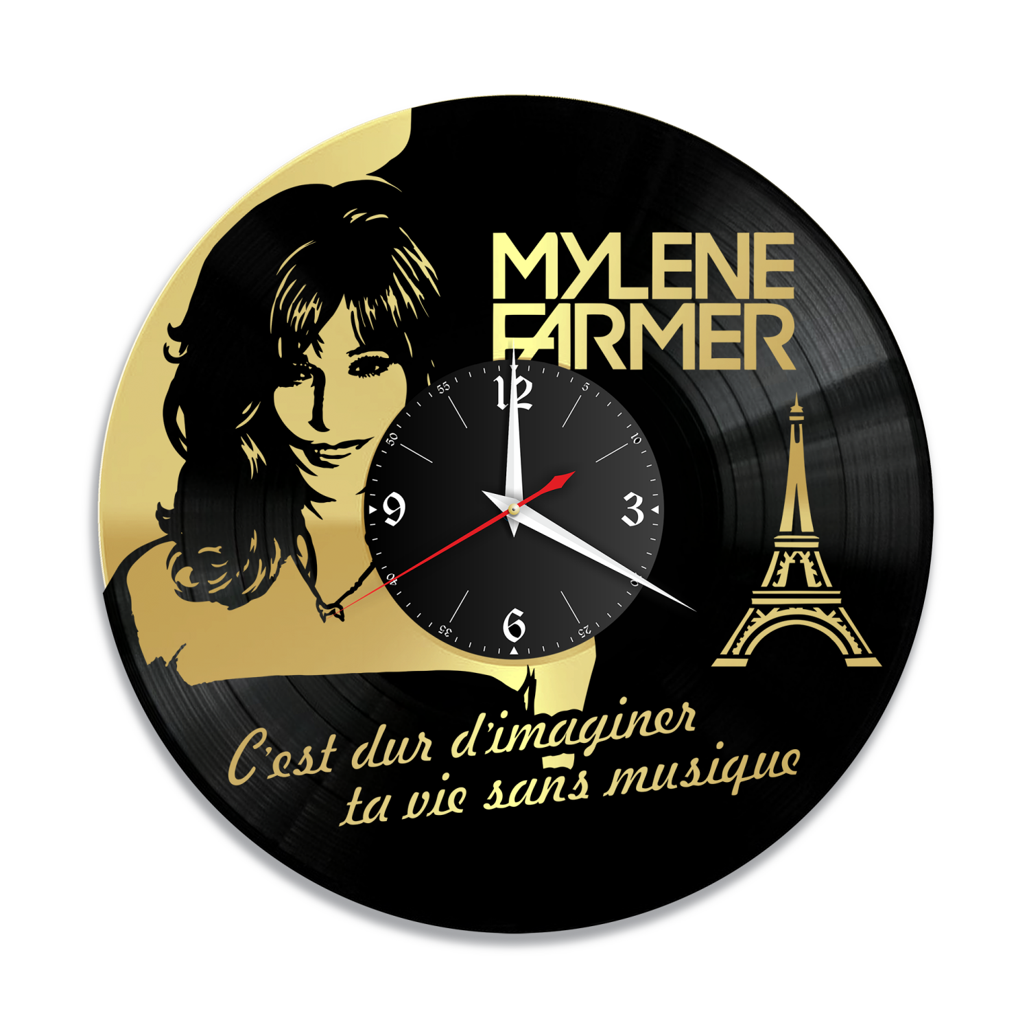 Часы настенные "Mylene Farmer (Милен Фармер), золото" из винила, №5 VW-10991-1