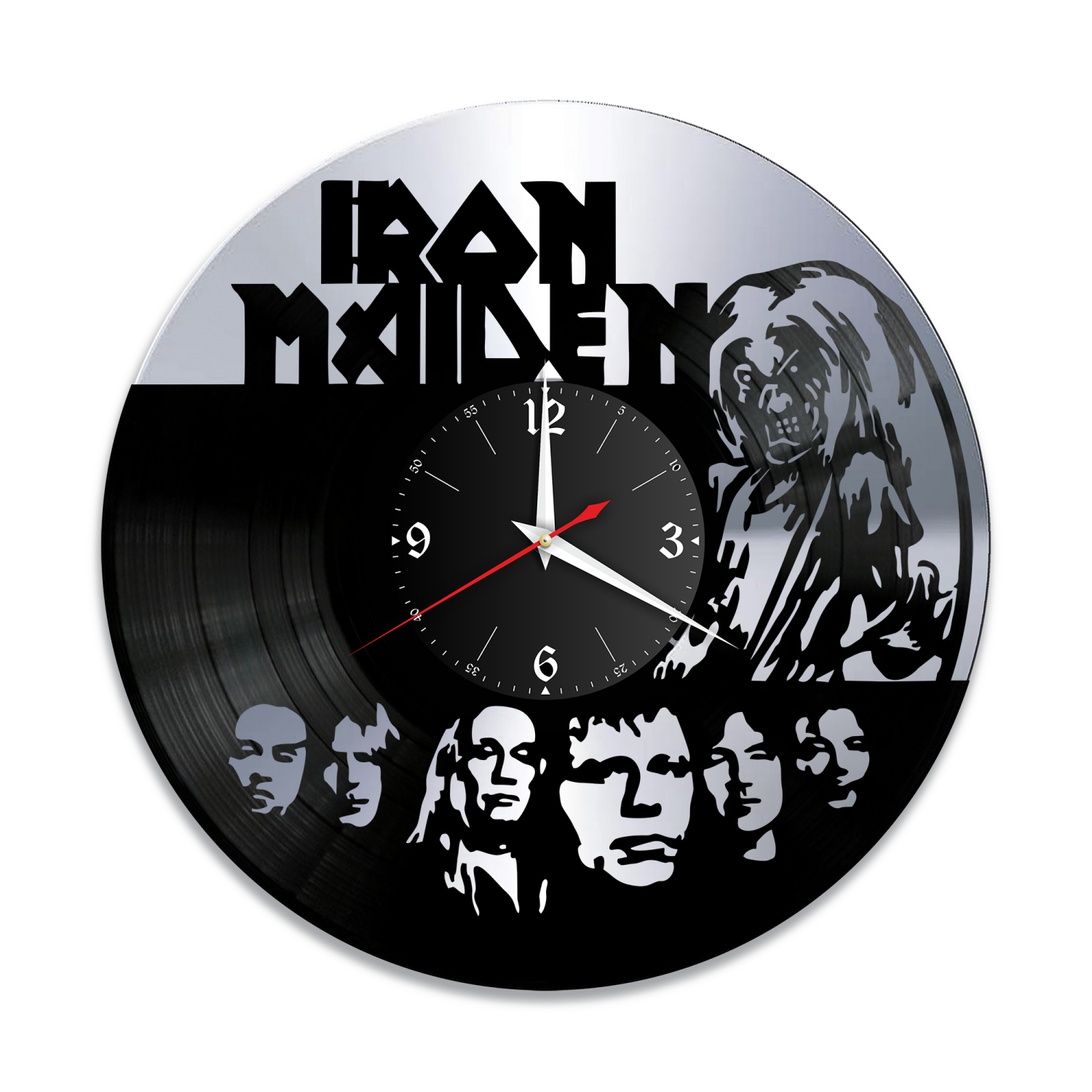 Часы настенные "группа Iron Maiden, серебро" из винила, №1 VW-10100-2