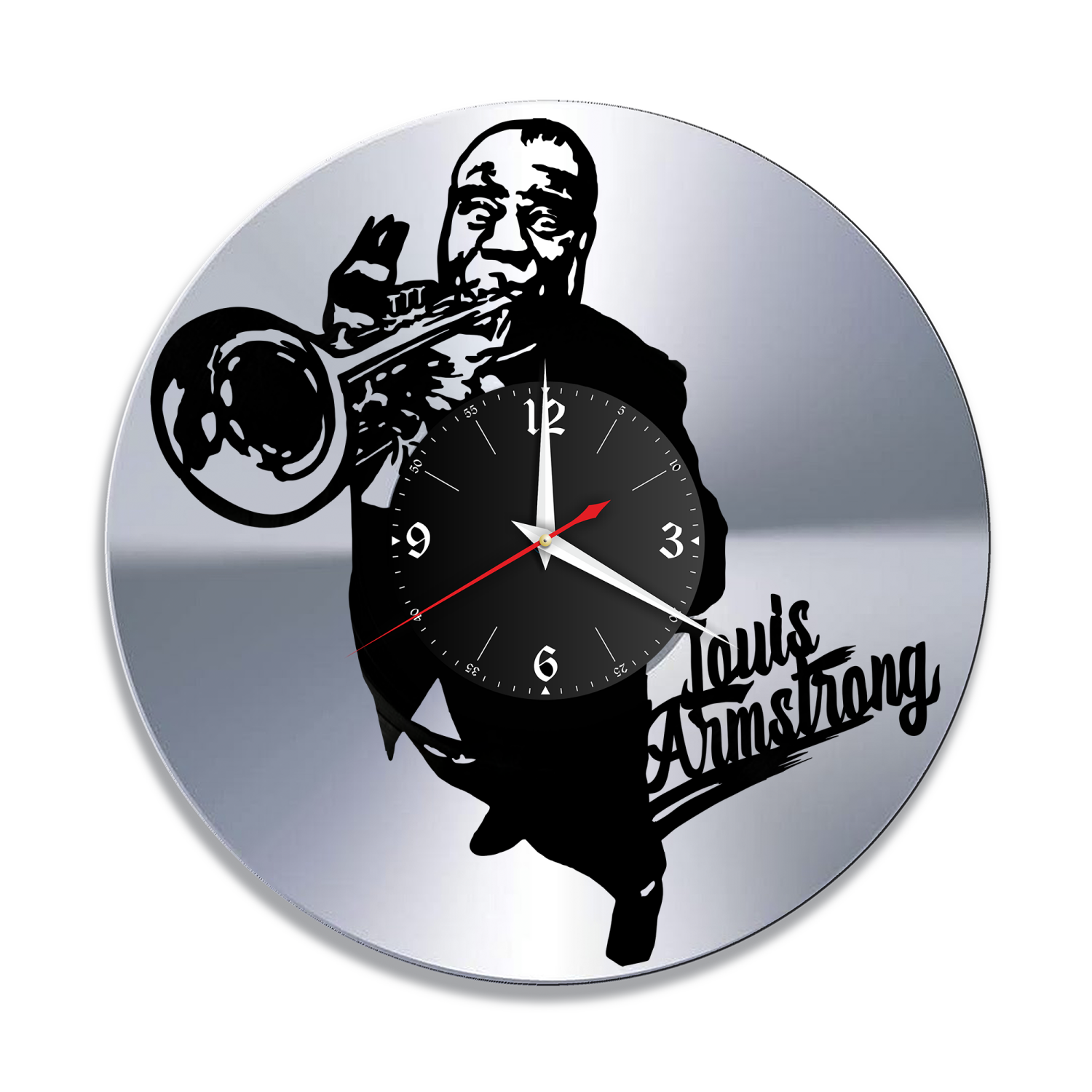 Часы настенные "Louis Armstrong (Луи Армстронг), серебро" из винила, №1 VW-10220-2