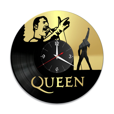 Часы настенные "группа Queen, золото" из винила, №3
