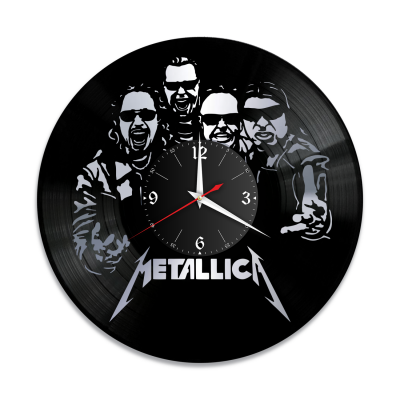 Часы настенные "Metallica, серебро" из винила, №6