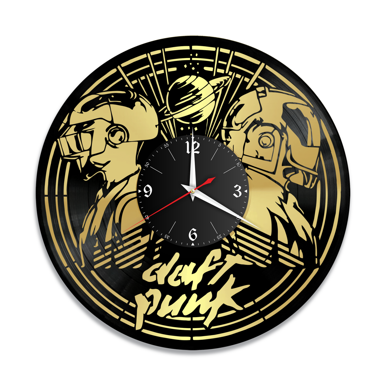 Часы настенные "Дуэт DaftPunk, золото" из винила, №2 VW-10087-1