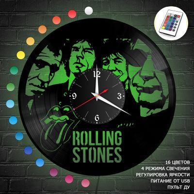 Часы с подсветкой "группа Rolling Stones" из винила, №4