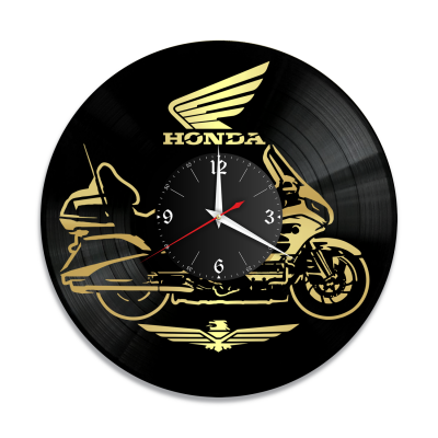 Часы настенные "Мото (Honda), золото" из винила, №17