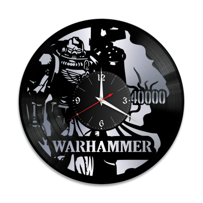Часы настенные "Warhammer 40000, серебро" из винила, №2