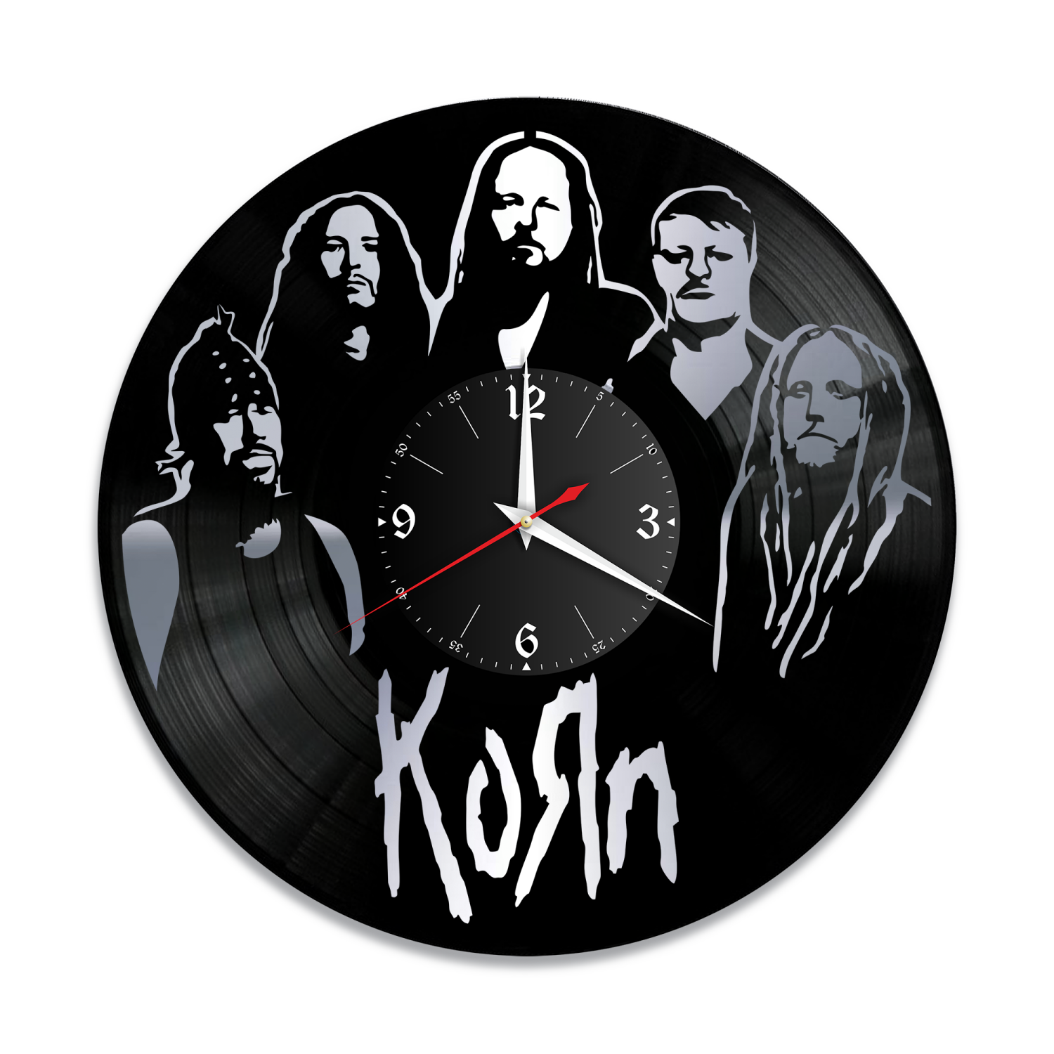 Часы настенные "группа Korn, серебро" из винила, №1 VW-10105-2