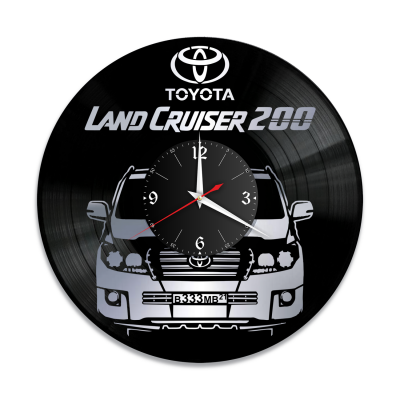 Часы настенные "Toyota Land Cruiser 200 (Ваш госномер), серебро" из винила, №2