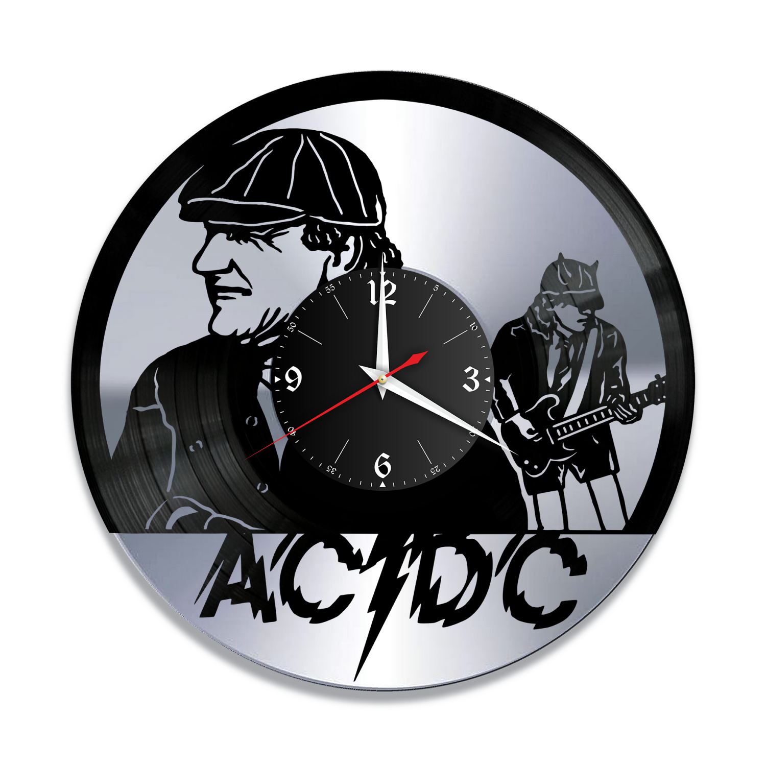 Часы настенные "группа AC DC, серебро" из винила, №6 VW-10801-2