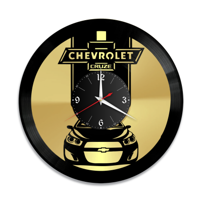 Часы настенные "Chevrolet Cruze, золото" из винила, №2