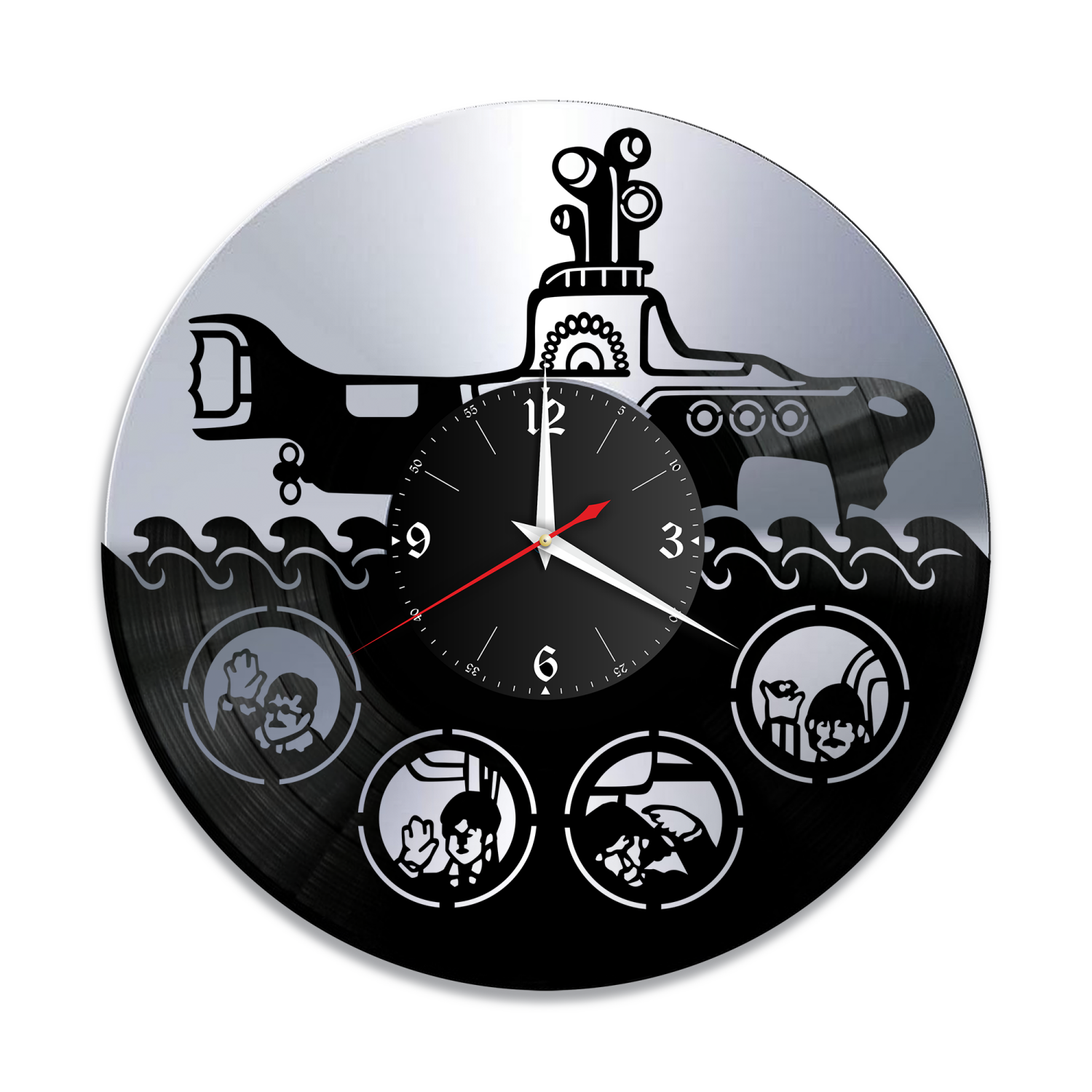 Часы настенные "группа Битлз (The Beatles), серебро" из винила, №5 VW-10183-2
