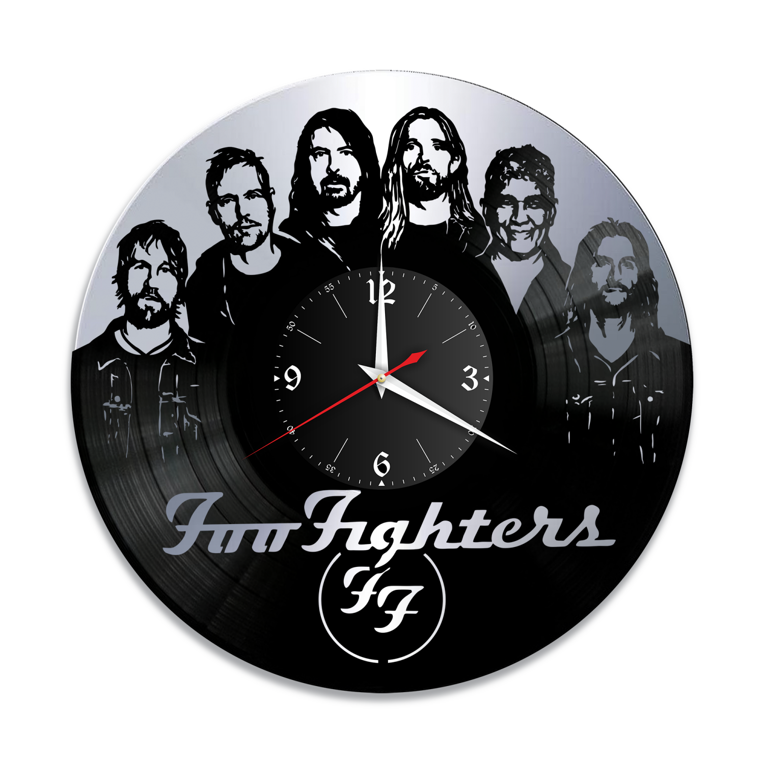 Часы настенные "группа Foo Fighters, серебро" из винила, №1 VW-12003-2