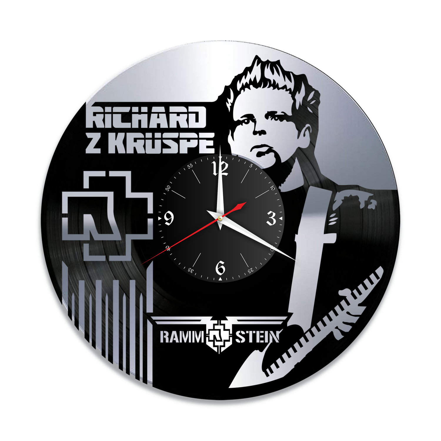 Часы настенные "группа Rammstein, серебро" из винила, №3 VW-10147-2