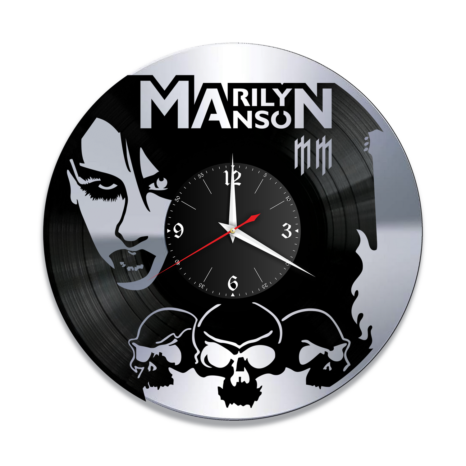 Часы настенные "группа Marilyn Manson, серебро" из винила, №1 VW-10116-2