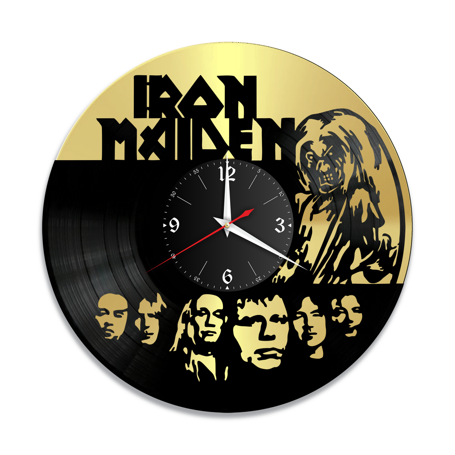 Часы настенные "группа Iron Maiden, золото" из винила, №1 VW-10100-1