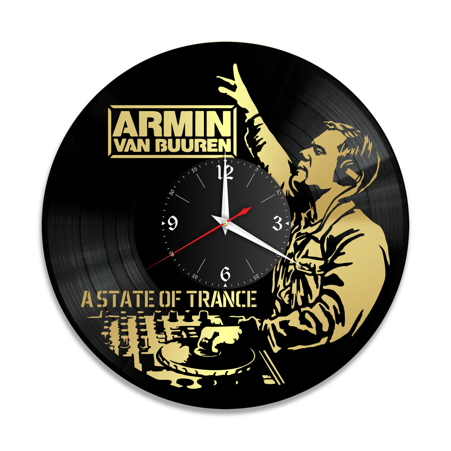 Часы настенные "Армин ван Бюрен (Armin van Buuren), золото" из винила, №1 VW-10230-1