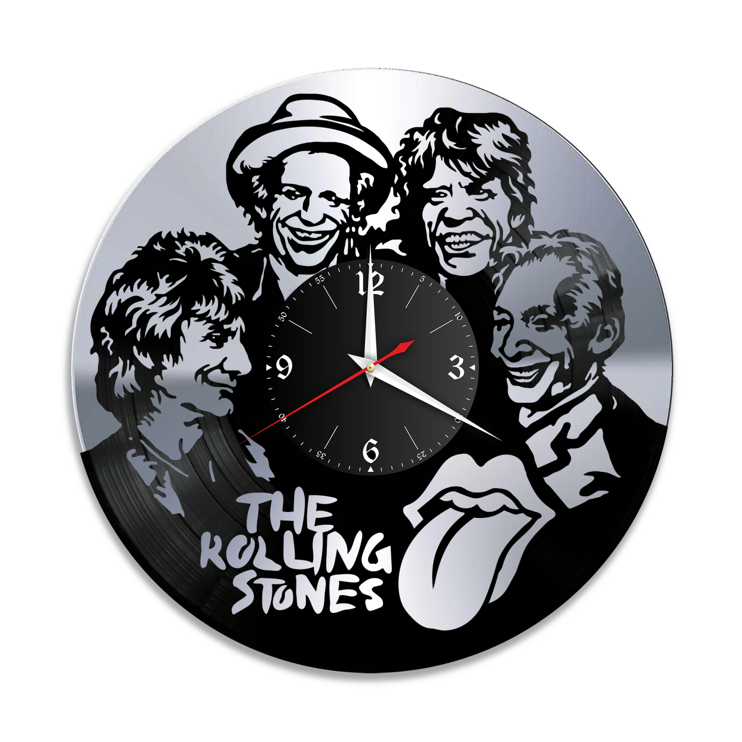 Часы настенные "группа Rolling Stones, серебро" из винила, №1 VW-10154-2