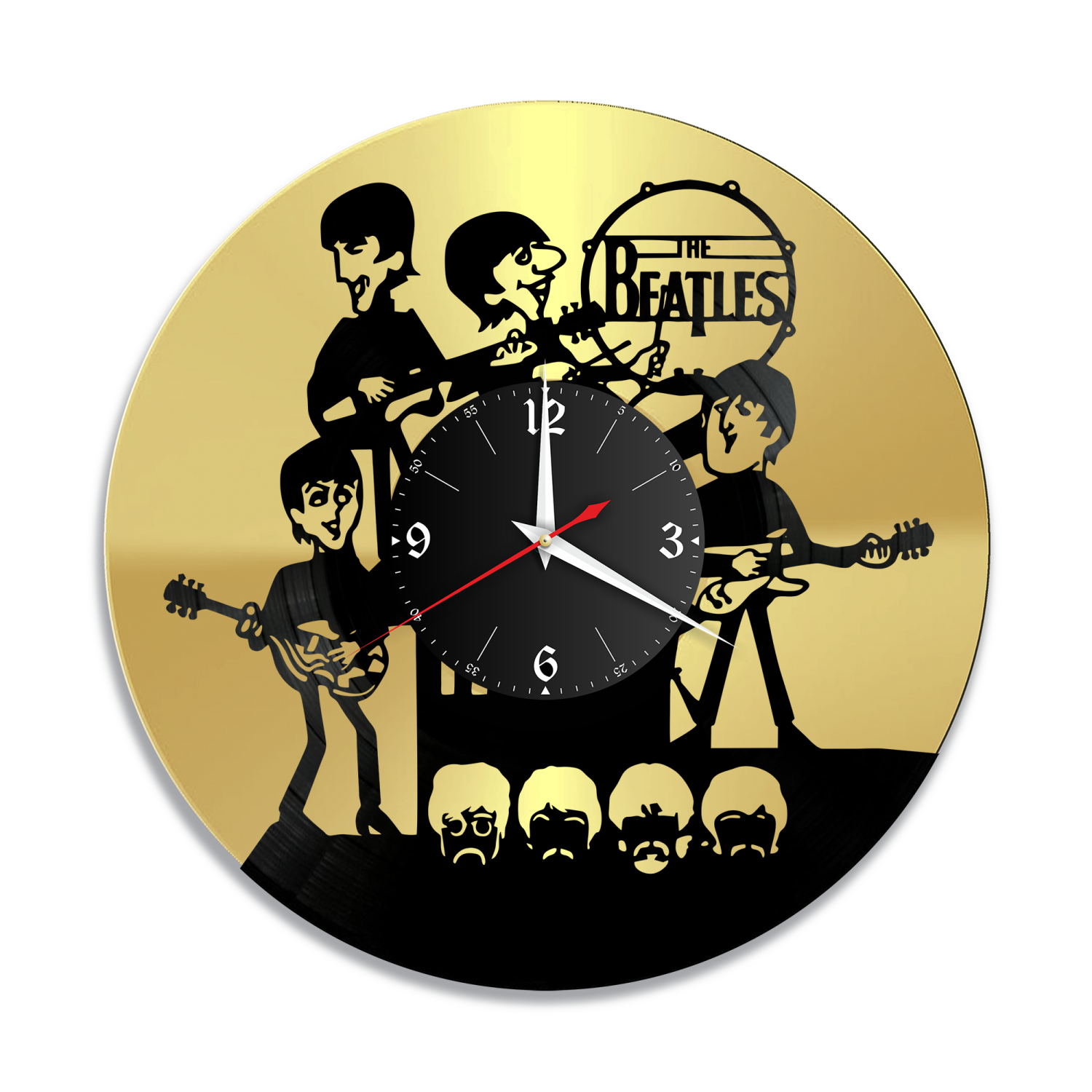 Часы настенные "группа Битлз (The Beatles), золото" из винила, №11 VW-10850-1