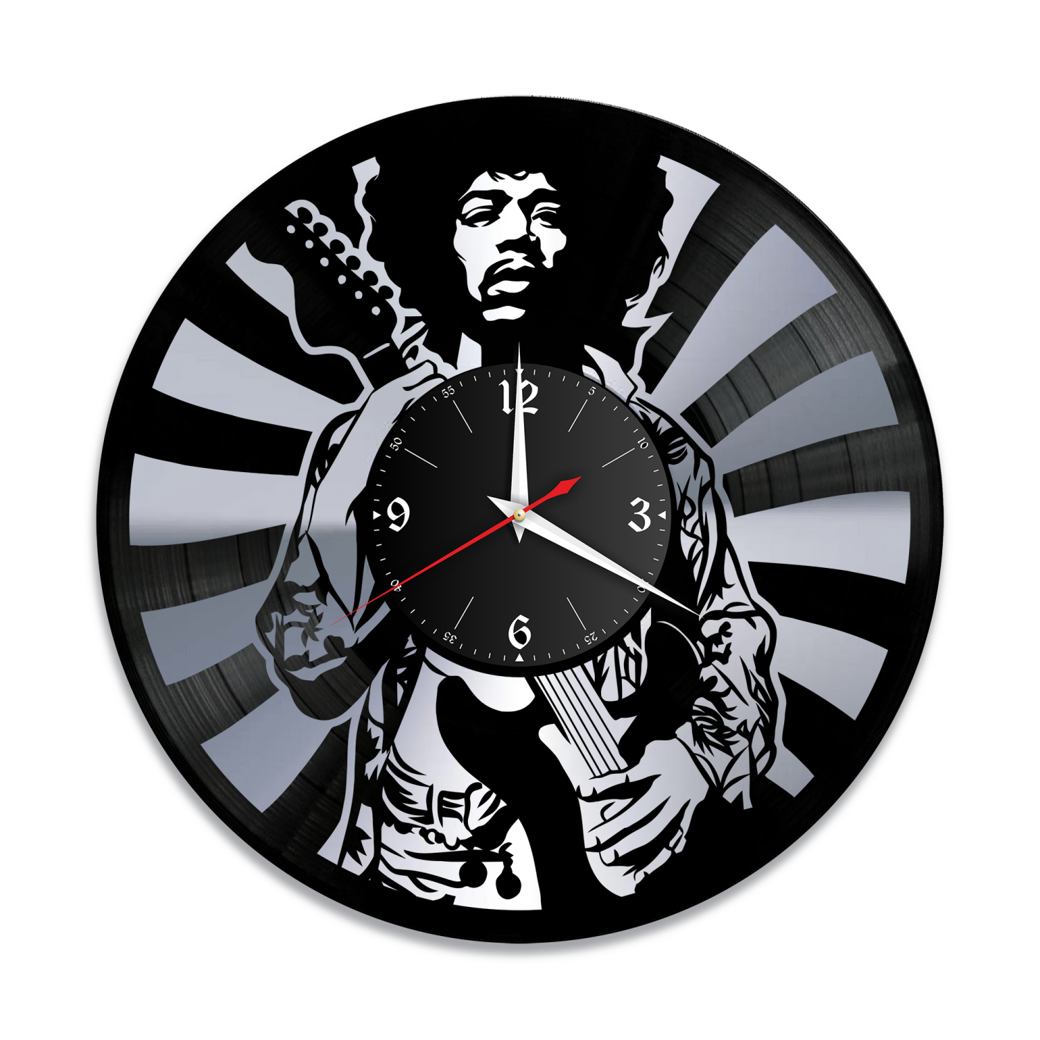 Часы настенные "Джими Хендрикс (Jimi Hendrix), серебро" из винила, №1 VW-10860-2