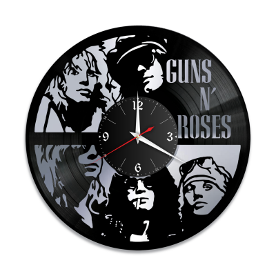 Часы настенные "группа Guns and Roses, серебро" из винила, №2
