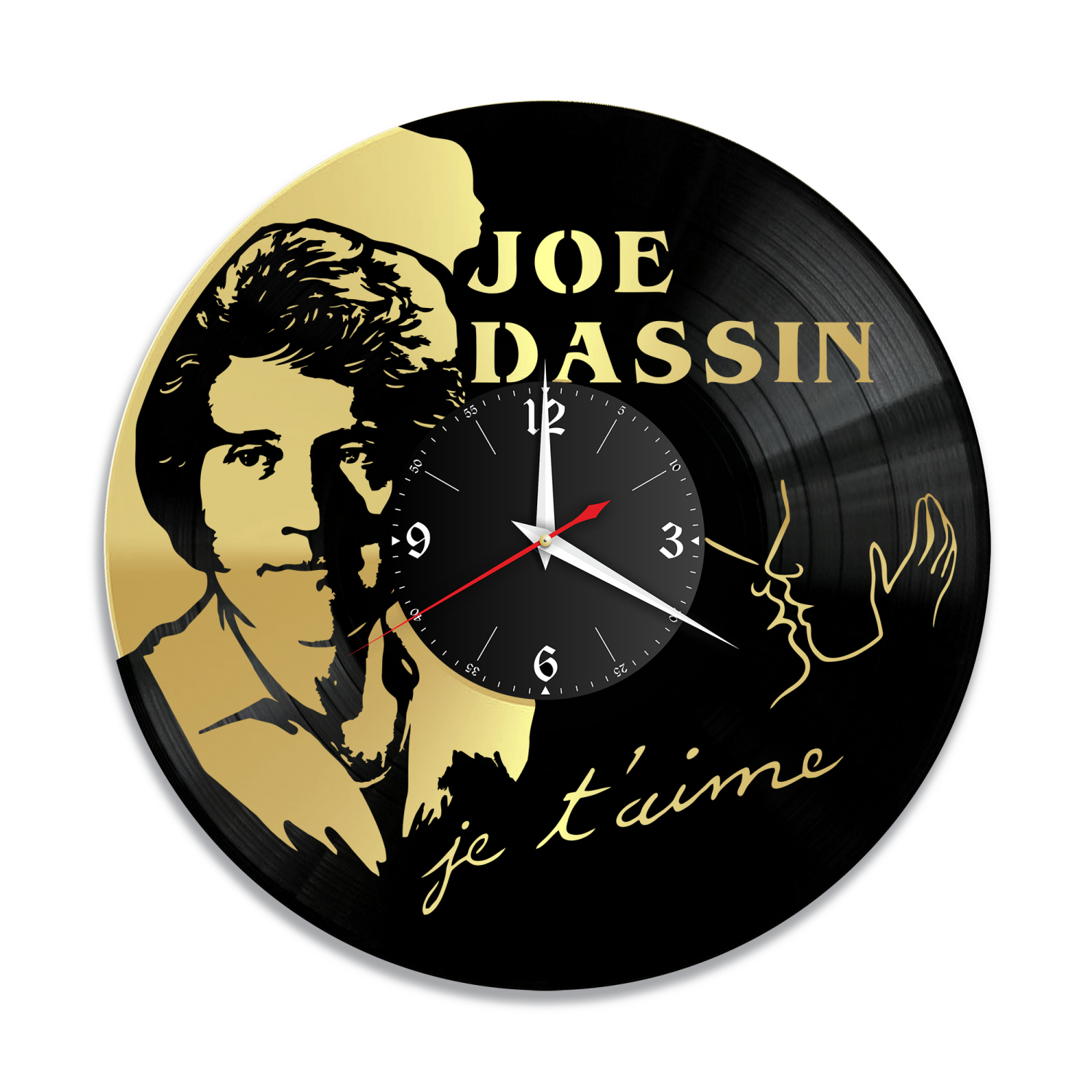 Часы настенные "Джо Дассен, золото" из винила, №1 VW-12025-1