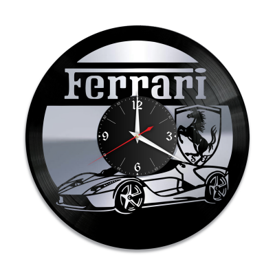 Часы настенные "Ferrari, серебро" из винила, №1