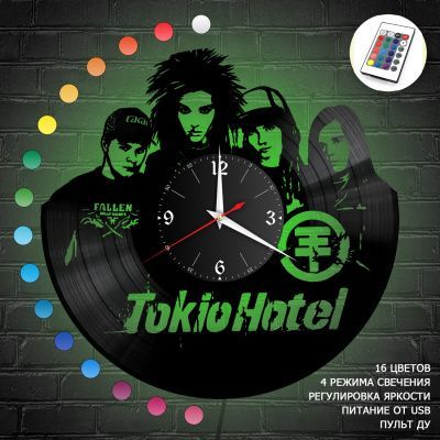 Часы с подсветкой "группа Tokio Hotel" из винила, №1