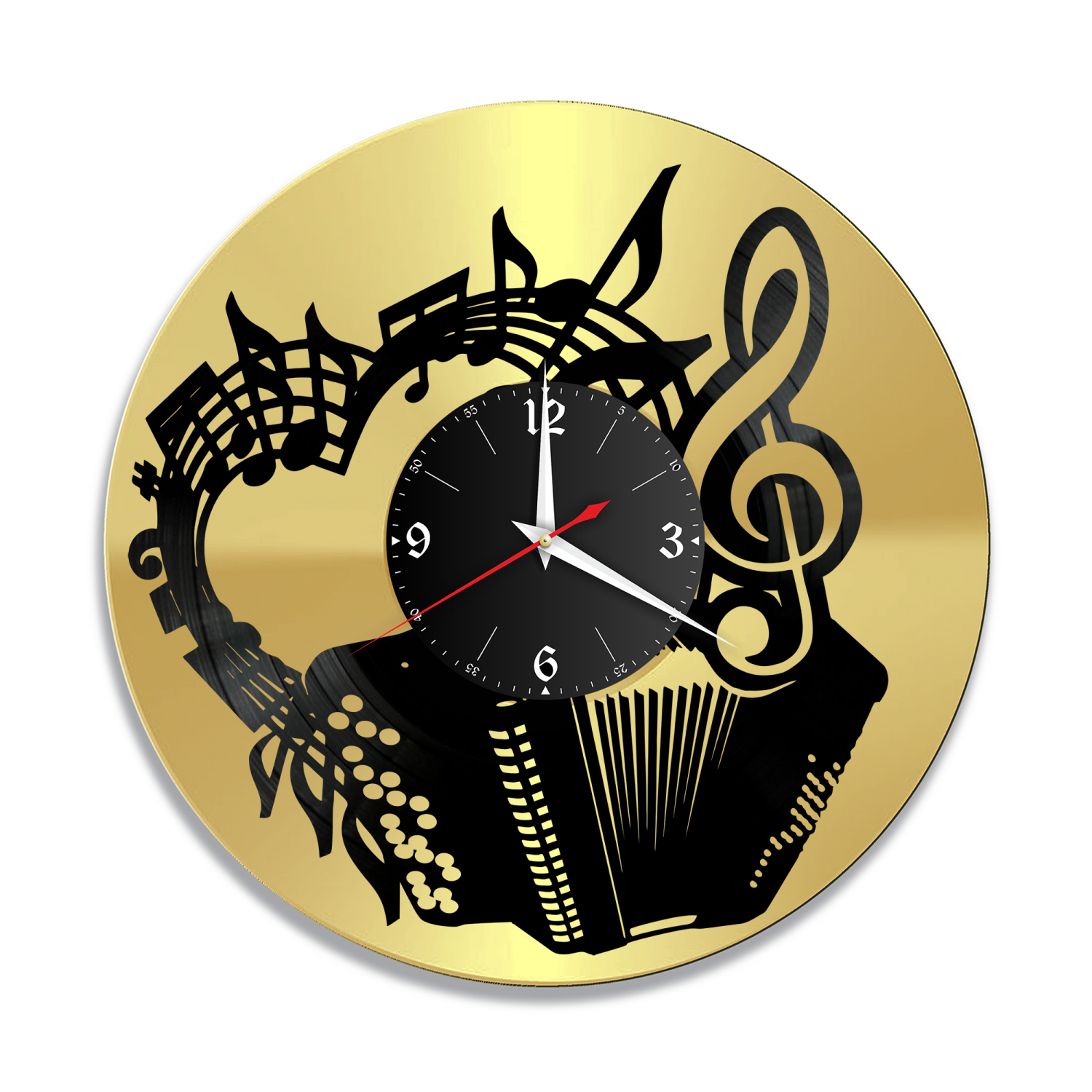 Часы настенные "Музыка (Баян), золото" из винила, №22 VW-10892-1
