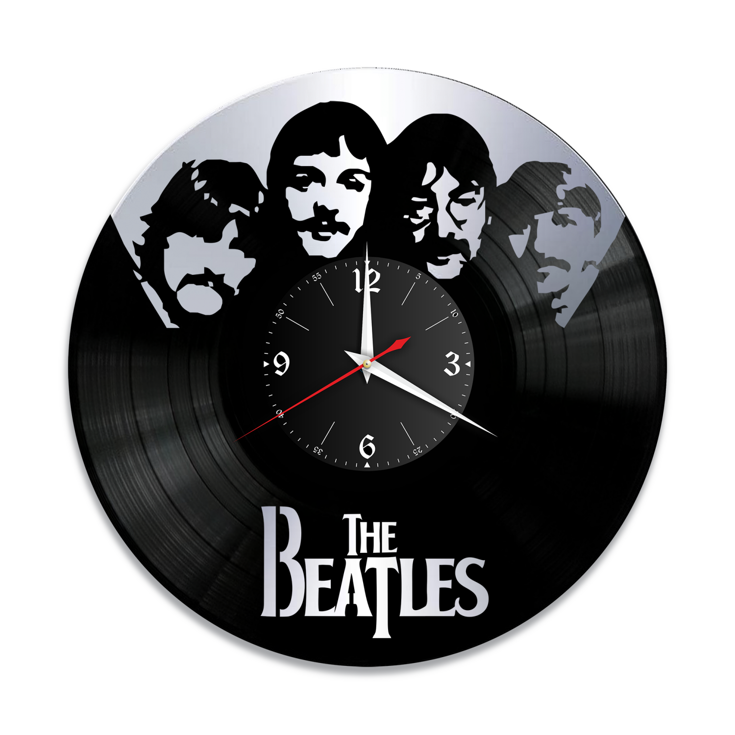 Часы настенные "группа Битлз (The Beatles), серебро" из винила, №4 VW-10182-2