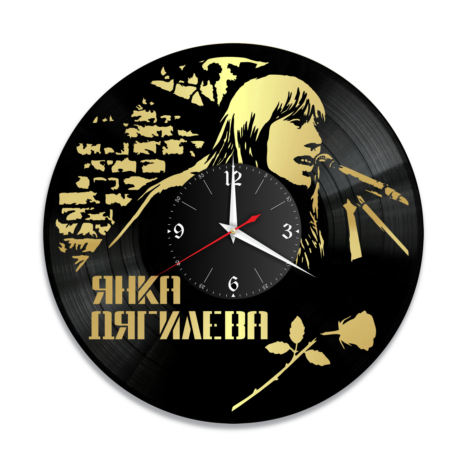 Часы настенные "Янка Дягилева, золото" из винила, №1 VW-11031-1