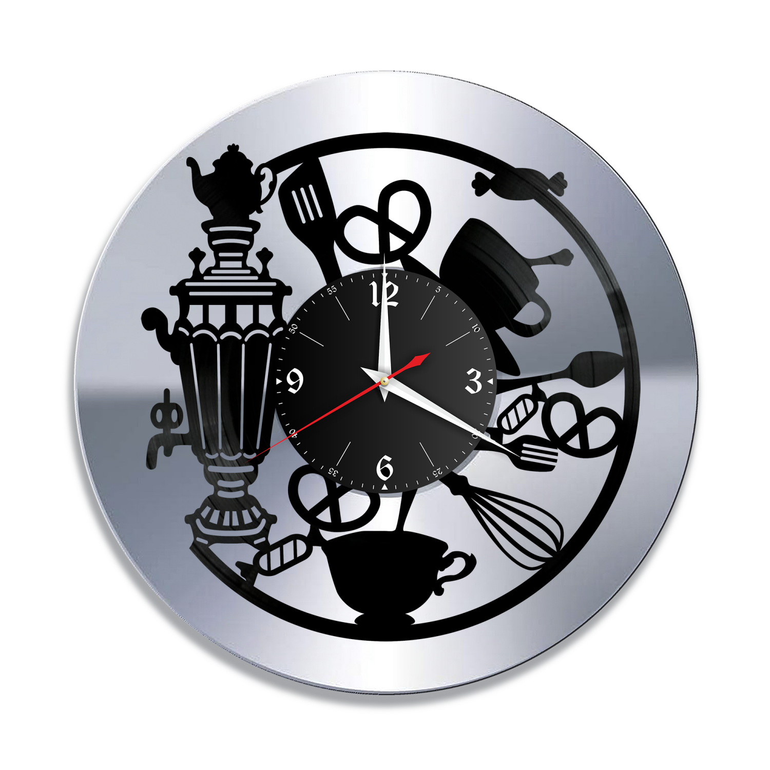 Часы настенные "Кухня, серебро" из винила, №7 VW-10611-2