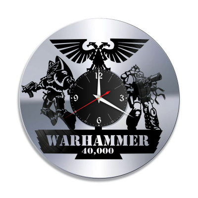 Часы настенные "Warhammer 40000, серебро" из винила, №1
