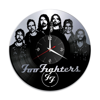 Часы настенные "группа Foo Fighters, серебро" из винила, №1