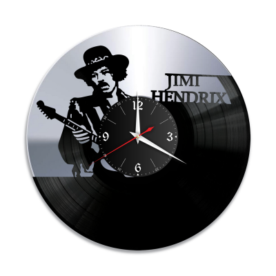 Часы настенные "Джими Хендрикс (Jimi Hendrix), серебро" из винила, №2