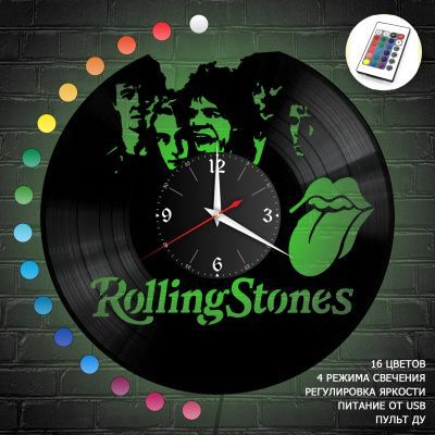 Часы с подсветкой "группа Rolling Stones" из винила, №3