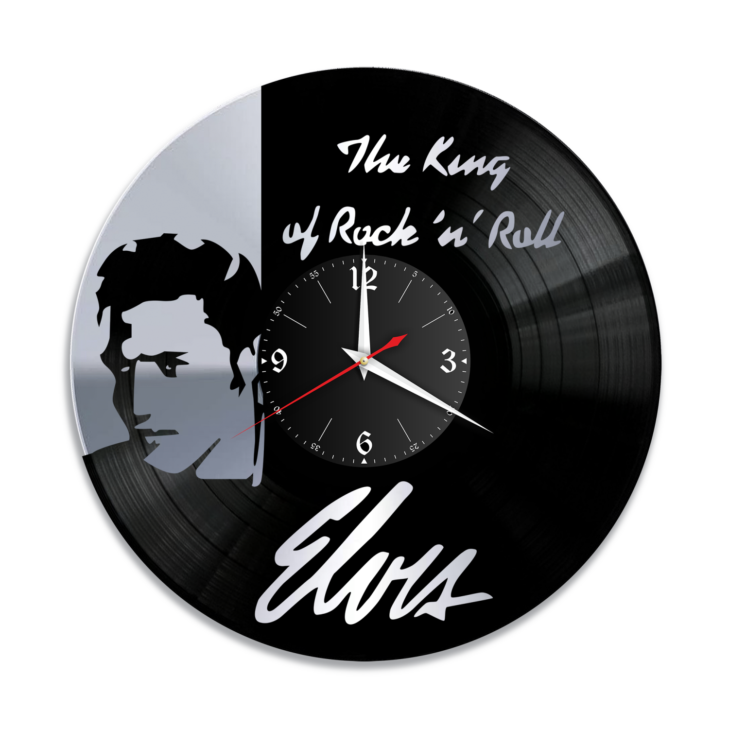 Часы настенные "Элвис Пресли (Elvis Presley), серебро" из винила, №2 VW-10195-2