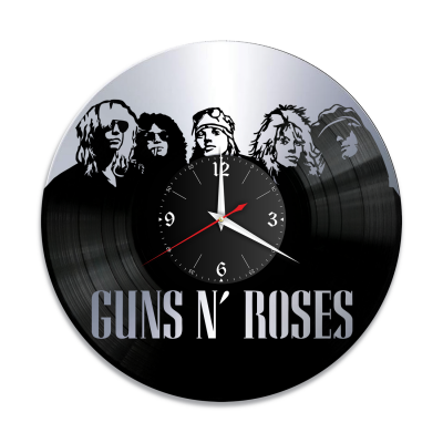 Часы настенные "группа Guns and Roses, серебро" из винила, №1